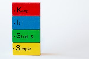 Keep it short and Simple illustration based on four colored blocks